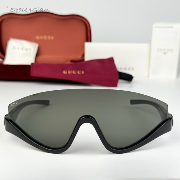 BRAND NEW Gucci GG1650S 001 Black Grey Unisex Shield Mask Sunglasses - Picture 1 of 10